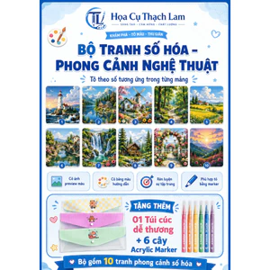 Combo 1-3-10 Tranh Số Hóa Phong Cảnh Tô Theo Số Kèm Preview Và Bảng Màu TL01