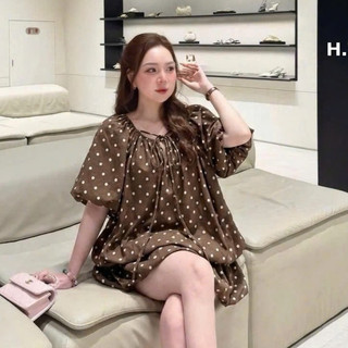 Set Bộ Đồ Nữ Đũi Mềm Chấm Bi Áo Tay Bồng Cổ Chun Tròn Dây Nơ Gấu Phồng Bí Mix Quần Váy Bí