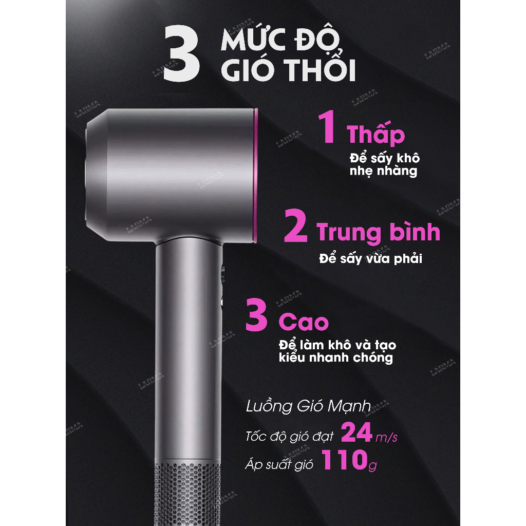 Máy sấy tóc ion âm Hàn Quốc Larma L1 & L5 2 chiều nóng lạnh, giảm xơ rối, sấy nhanh 3 phút tóc bóng mượt tức thì