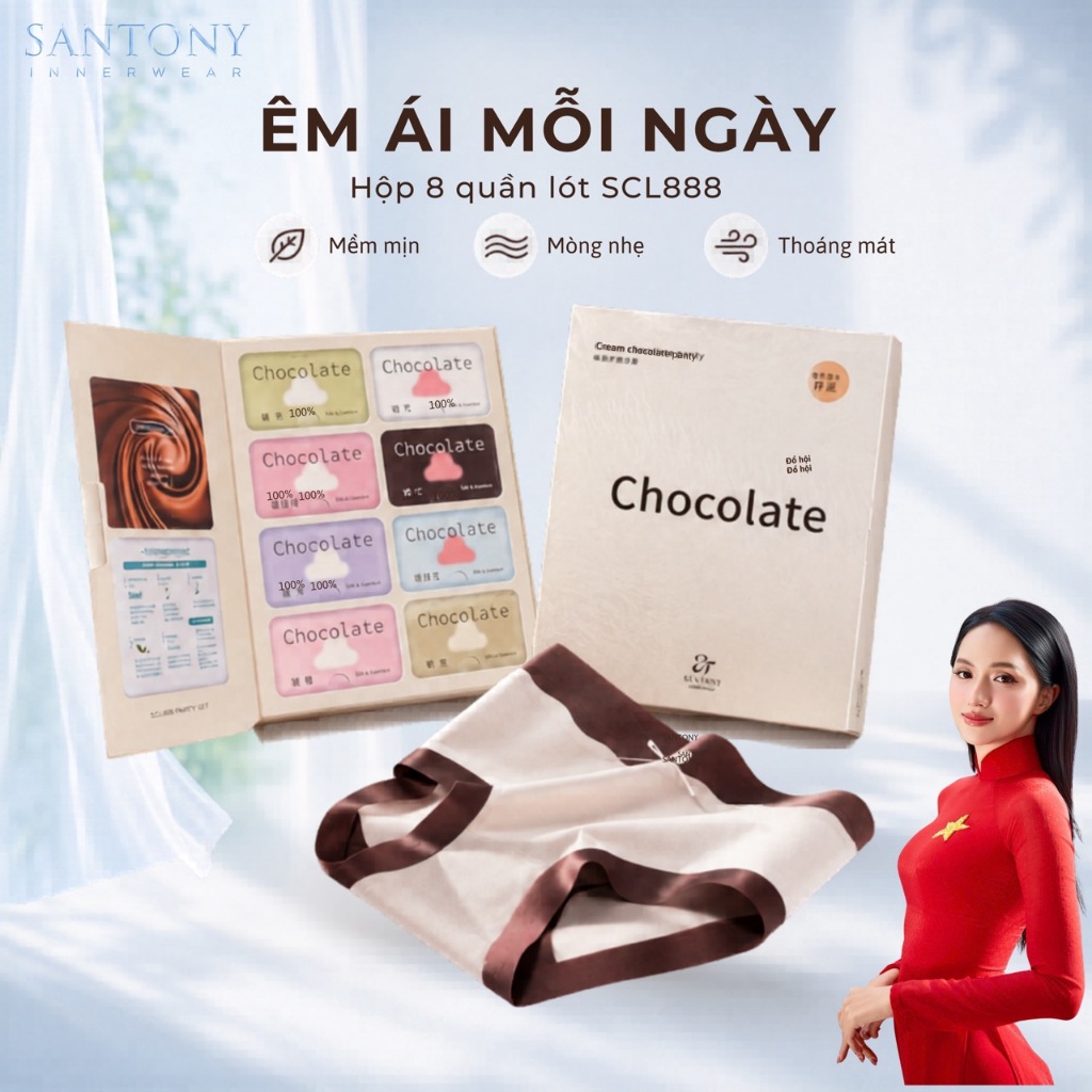 [SANTONY x HƯƠNG GIANG] Hộp quà nội y CHOCOLATE không lộ viền  - quần lót lụa mềm mại, ôm dáng, ngọt ngào như sô cô la