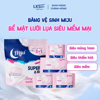 Băng vệ sinh Miju Bạc Hà Mặt lưới Siêu thấm hút chống tràn hiệu quả Ban ngày, ban đêm, hàng ngày