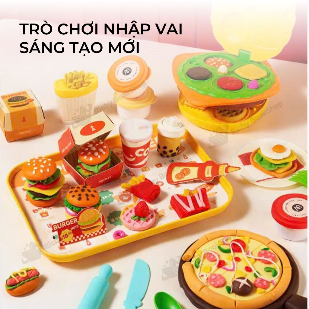 Đồ chơi đất nặn hữu cơ Mideer Mellow Dough kèm khuôn làm bánh, đồ chơi nấu ăn làm bánh cho bé