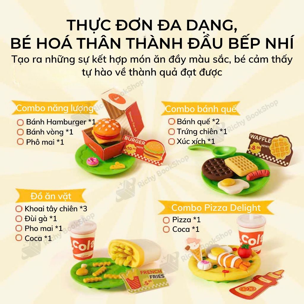 Đồ chơi đất nặn hữu cơ Mideer Mellow Dough kèm khuôn làm bánh, đồ chơi nấu ăn làm bánh cho bé