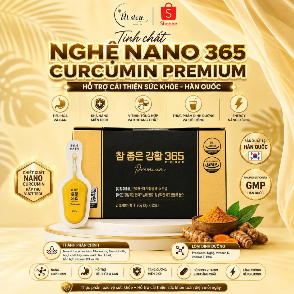 Tinh Chất Nghệ Nano 365 Curcumin Premium Hàn Quốc Hỗ Trợ Cải Thiện Sức Khoẻ
