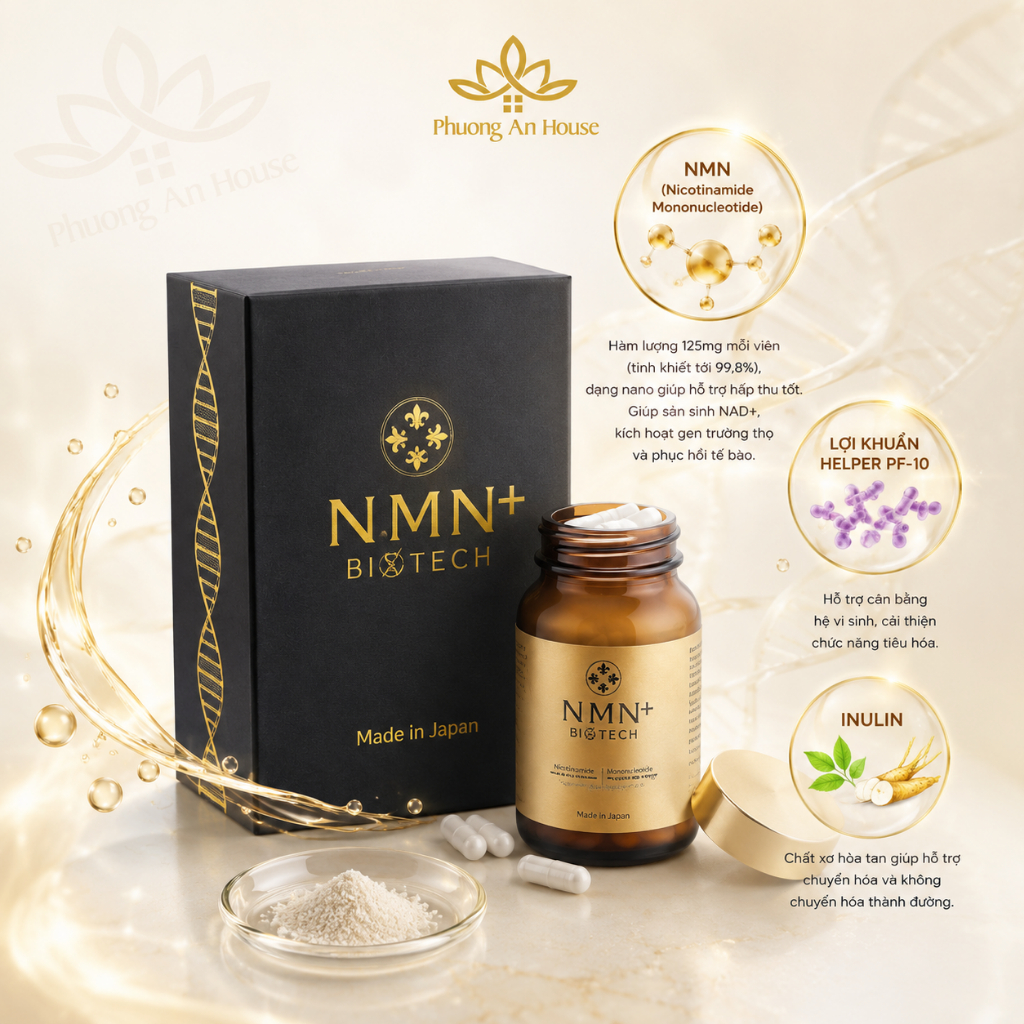 Viên Uống NMN+ Biotech Nhật Bản Chống Lão Hóa, Nâng Cao Sức Khỏe Hộp 60 Viên - Phương An House