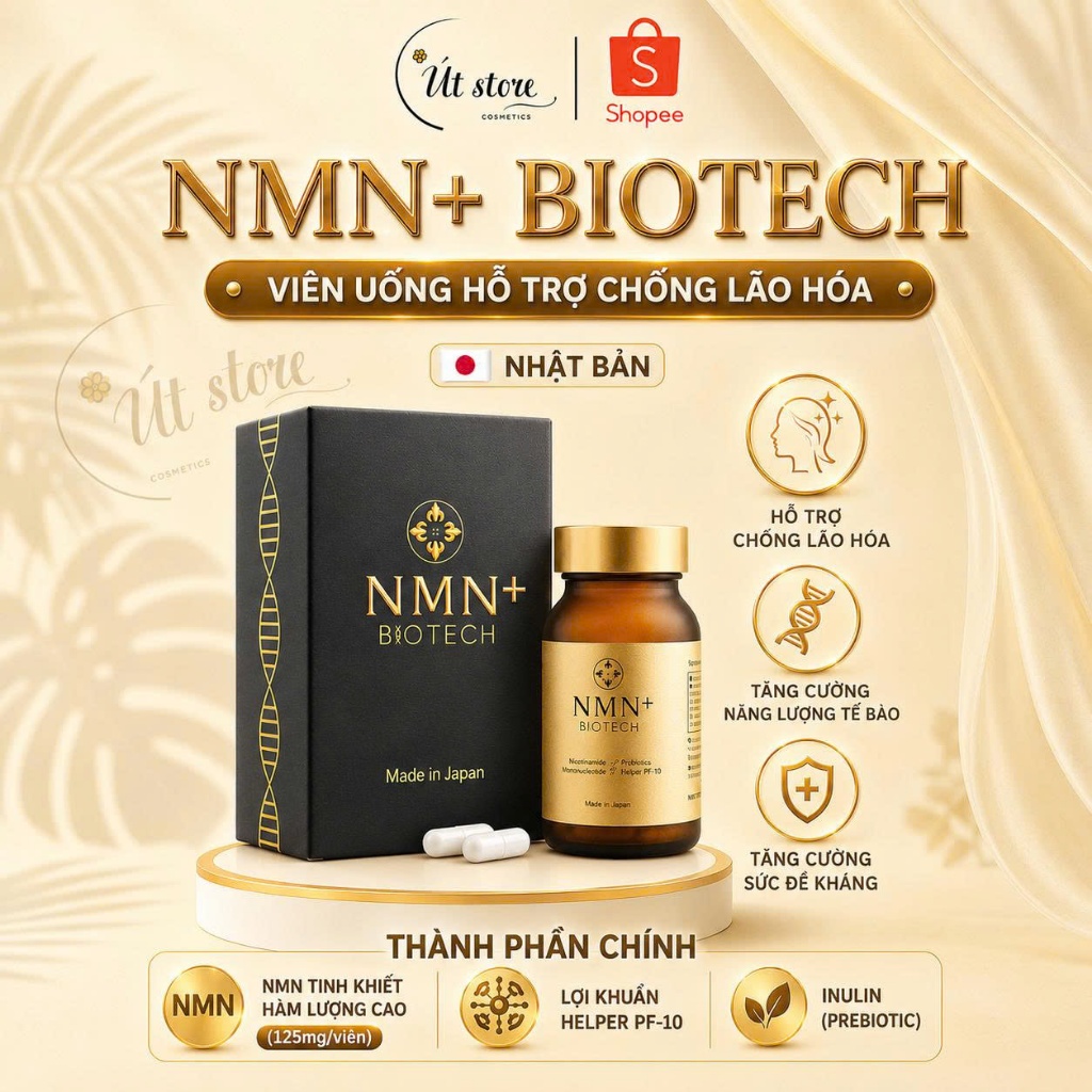 Viên Uống NMN+ Biotech Nhật Bản Hỗ Trợ Chống Lão Hóa Hộp 60 Viên