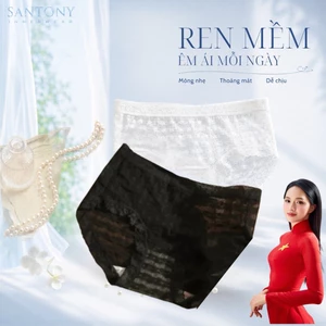 Quần lót ren nữ đáy tơ tằm Santony thoáng khí ôm sát vải ren không vết hằn mỏng nhẹ kháng khuẩn 2683