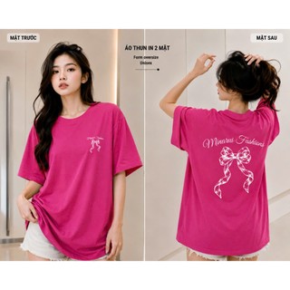Áo thun phông nam nữ chất liệu cotton khô form rộng dấu quần in hình nơ MINA