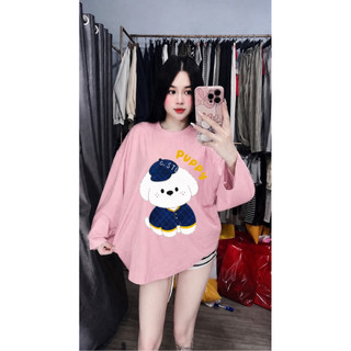 Áo thun dài tay n hình cún trắng puppy