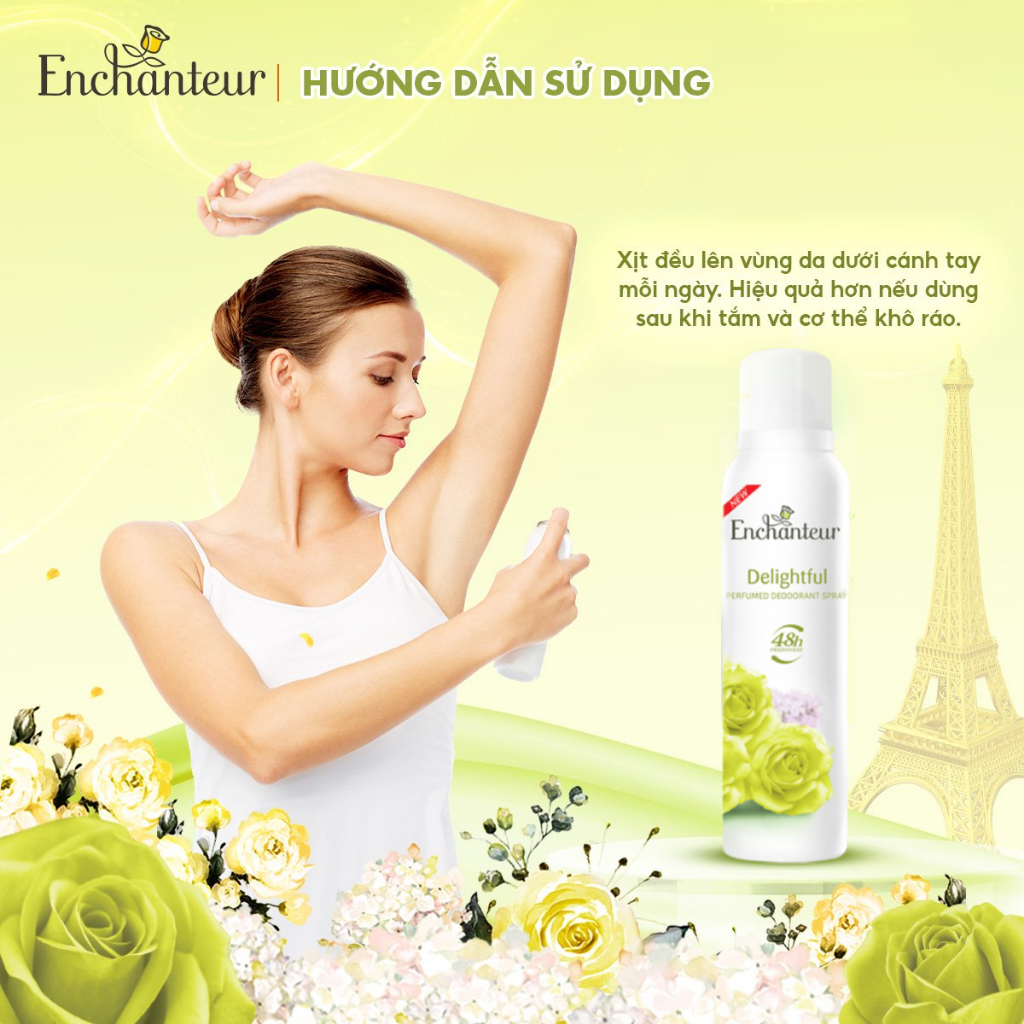 [VHL x Enchanteur] COMBO 2 Xịt khử mùi hương nước hoa Enchanteur ( 150ml x 2 ) TẶNG 1 lăn 40ml
