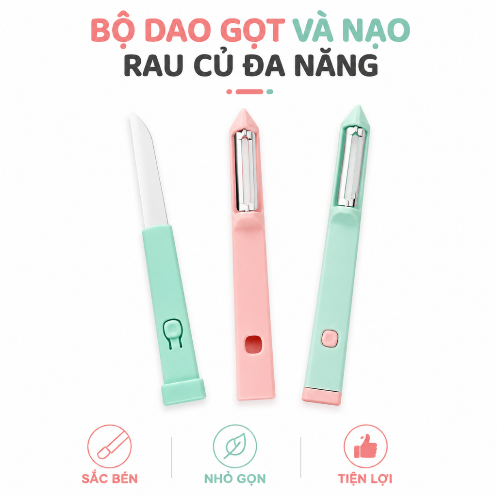 Dao Gọt Hoa Quả Đa Năng + Nạo Rau Củ Tiện Lợi Nhỏ Gọn 2 Trong 1
