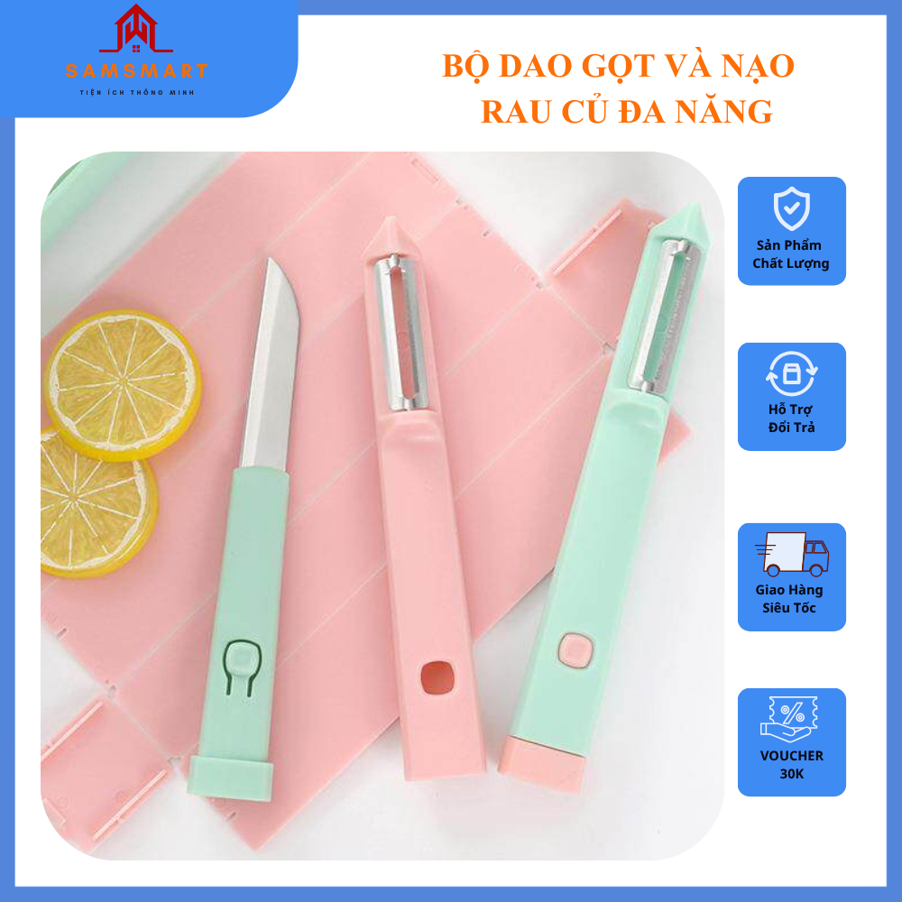 Dao Gọt Hoa Quả Đa Năng + Nạo Rau Củ Tiện Lợi Nhỏ Gọn 2 Trong 1