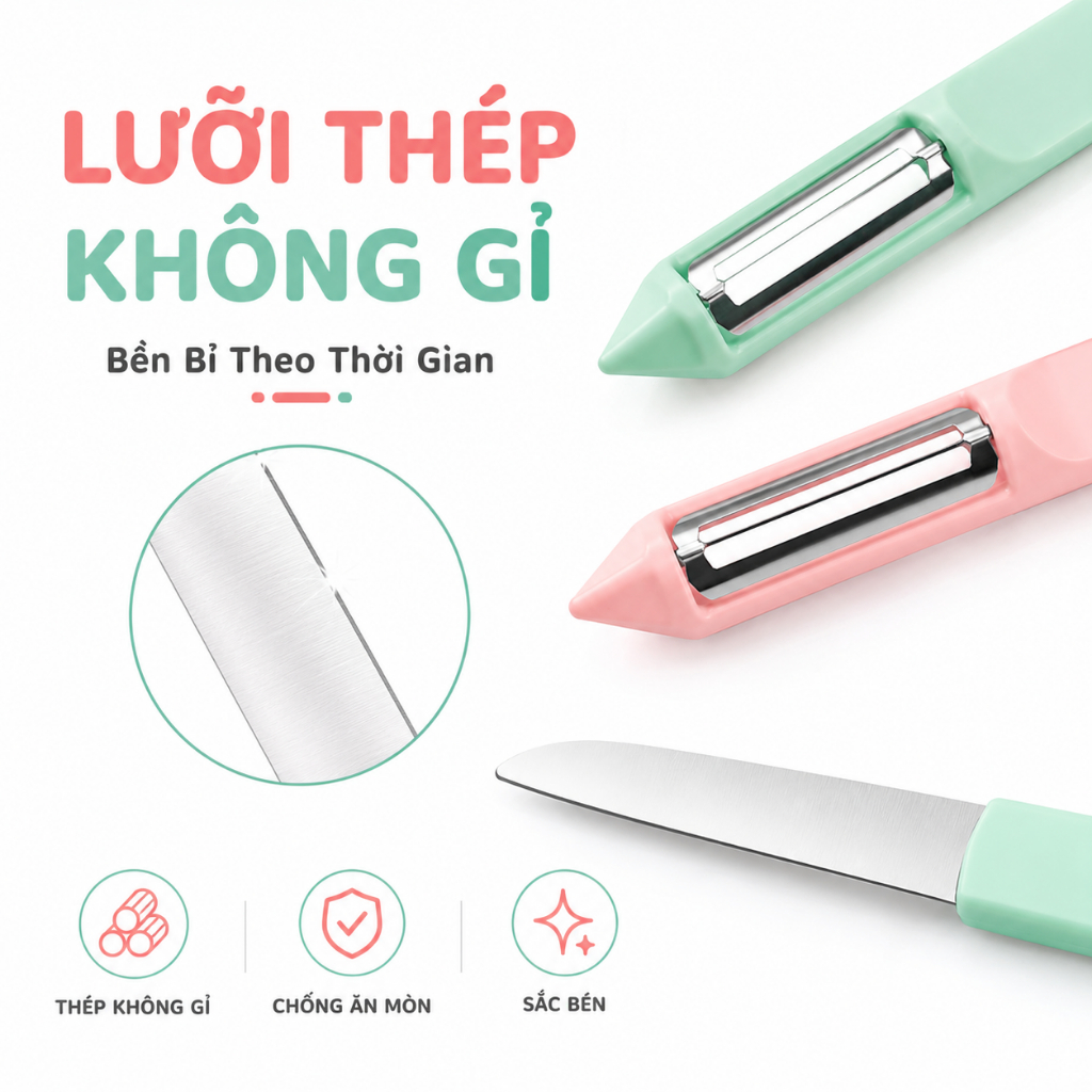 Dao Gọt Hoa Quả Đa Năng + Nạo Rau Củ Tiện Lợi Nhỏ Gọn 2 Trong 1