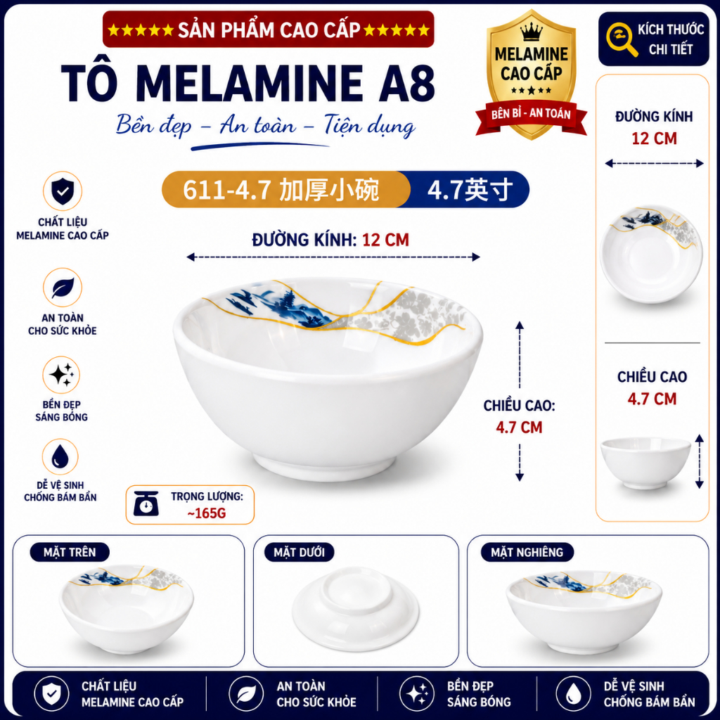 BÁT 611 - 4.7  MELAMINE A8 CAO CẤP – PHONG CÁCH PHƯƠNG ĐÔNG SANG TRỌNG