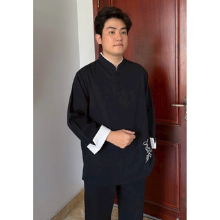 3Nút Phối Thêu Tâm Cao Cấp Nam # Nam Menswear Sơ Mi