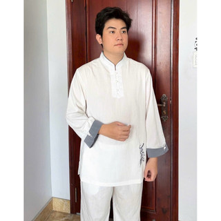 3Nút Phối Thêu Tâm Cao Cấp Nam # Nam Menswear Sơ Mi