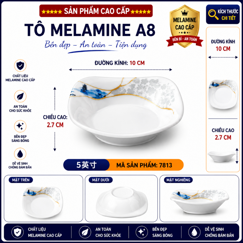 ĐĨA  7813  MELAMINE A8 CAO CẤP – PHONG CÁCH PHƯƠNG ĐÔNG SANG TRỌNG