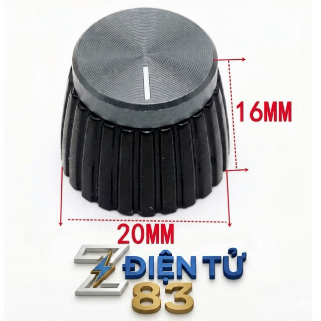 Núm Vặn Volume nhựa cao cấp KT:20*16mm , ( Lỗ 6mm răng cưa ) màu xám đen như ảnh {2 Cái ]