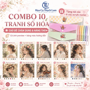 Combo 10 Tranh Số Hóa Chân Dung Nàng Thơ Giấy Cao Cấp Kèm Quà Tặng