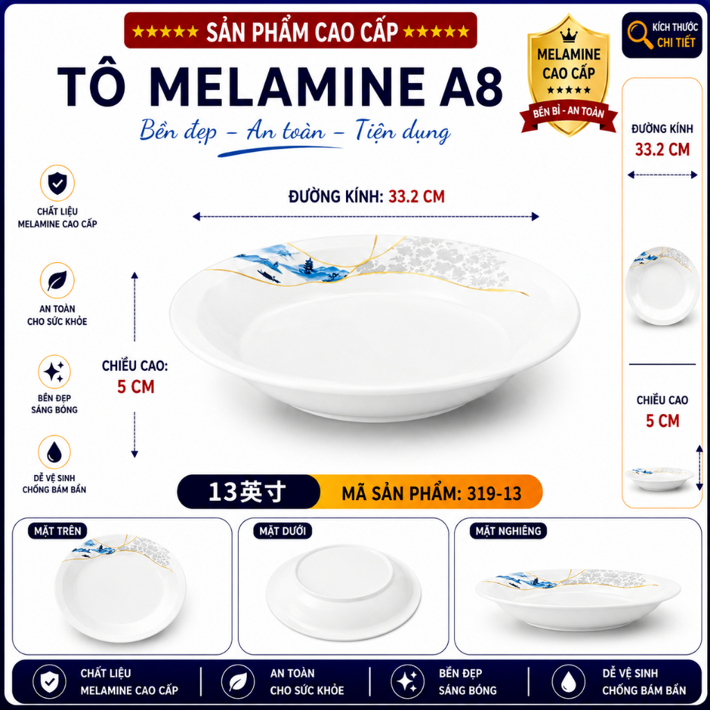 ĐĨA  319-13 MELAMINE A8 CAO CẤP – PHONG CÁCH PHƯƠNG ĐÔNG SANG TRỌNG