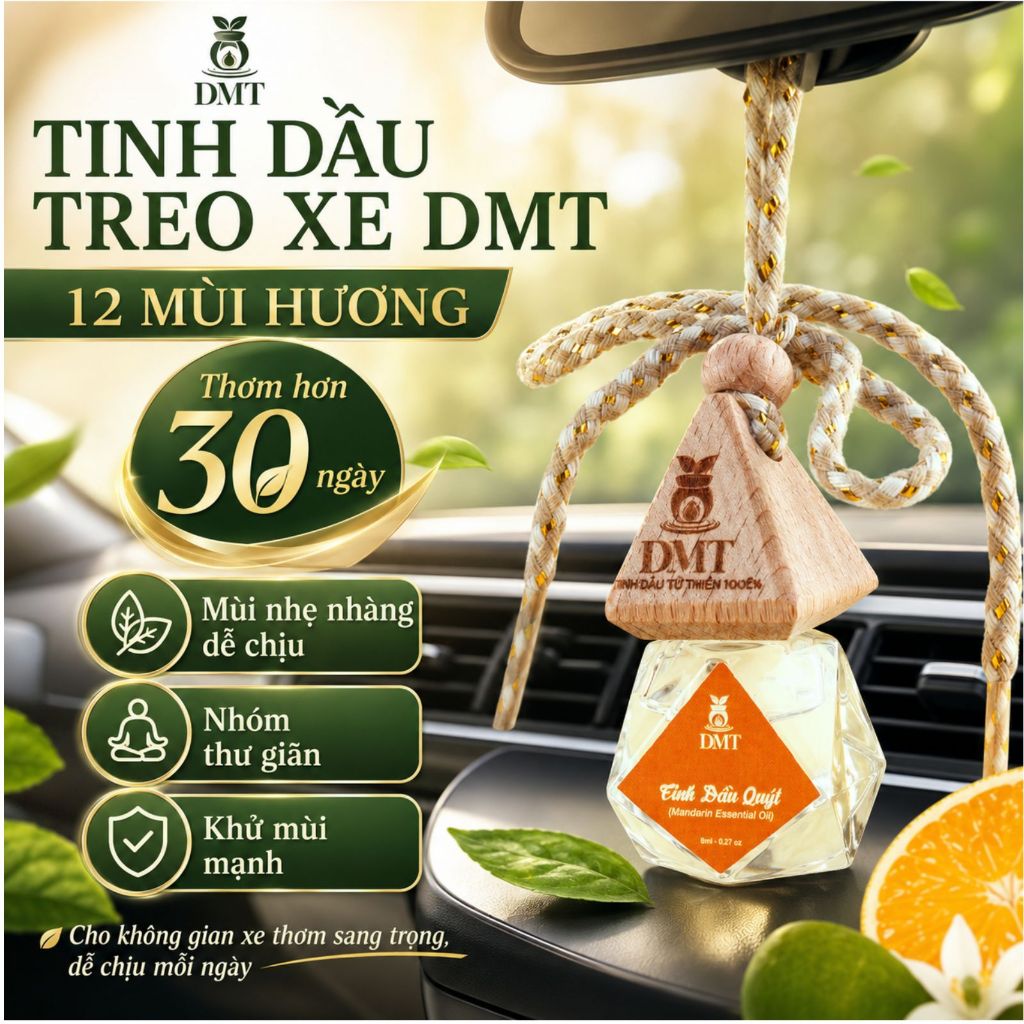 Tinh dầu treo DMT - treo xe, treo tủ quần áo, treo nhà vệ sinh - khử mùi, đuổi muỗi 8ml - 12 Mùi