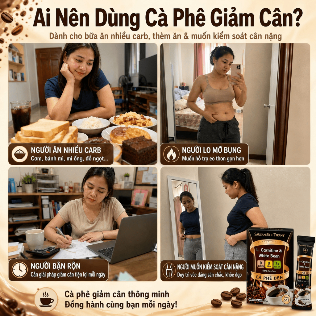 SAUSANDÓ x TWANY Cà Phê Đen Hòa Tan L-Carnitine White Bean Hỗ Trợ Quản Lý Vóc Dáng