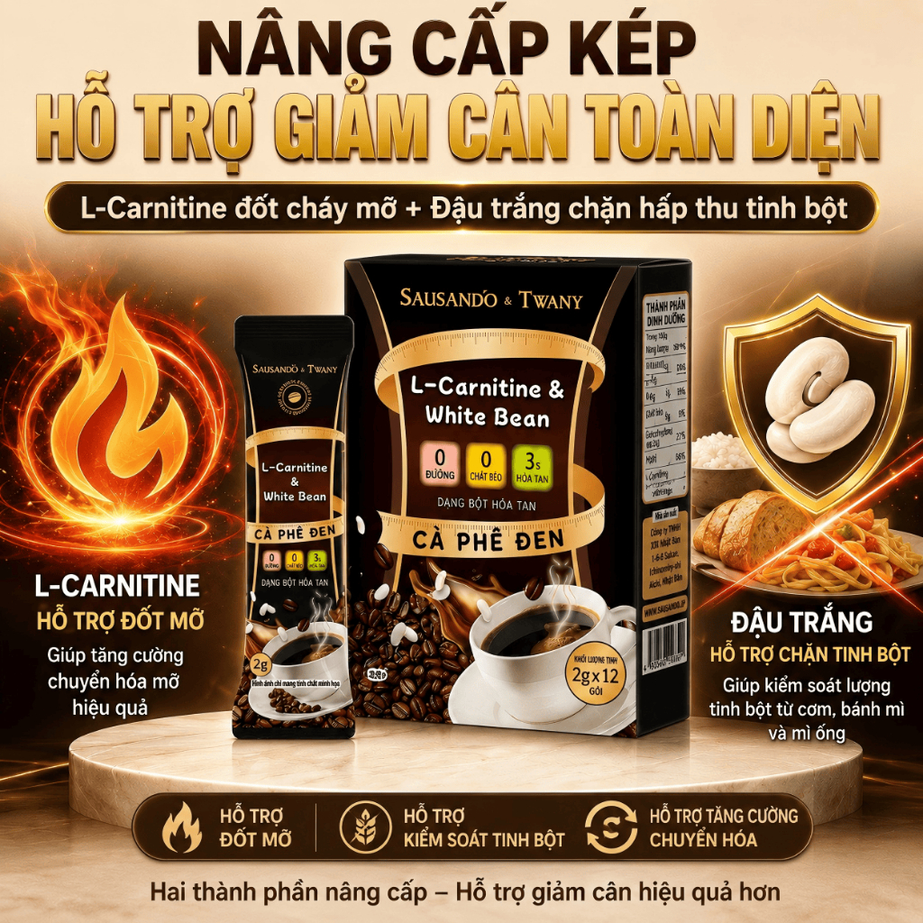 SAUSANDÓ x TWANY Cà Phê Đen Hòa Tan L-Carnitine White Bean Hỗ Trợ Quản Lý Vóc Dáng