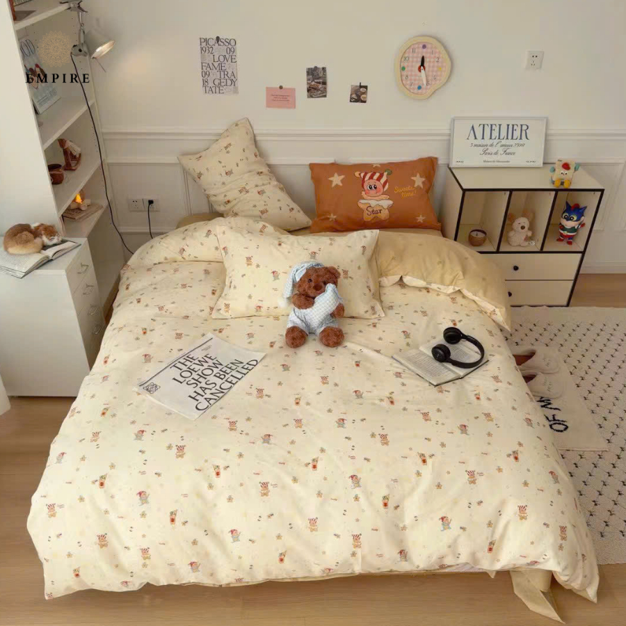 bộ chăn ga gối 4 món cotton 100% Empire set chăn chần mát mịn bền mùa hè - Bedding & Decor