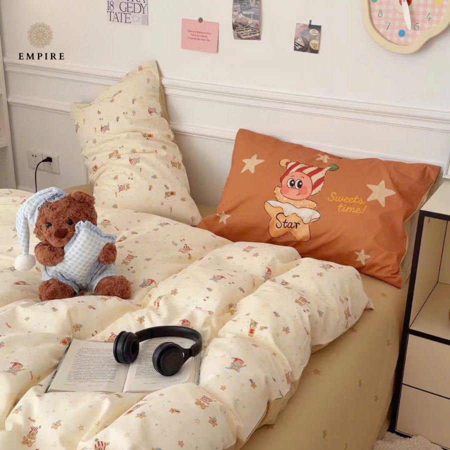 bộ chăn ga gối 4 món cotton 100% Empire set chăn chần mát mịn bền mùa hè - Bedding & Decor