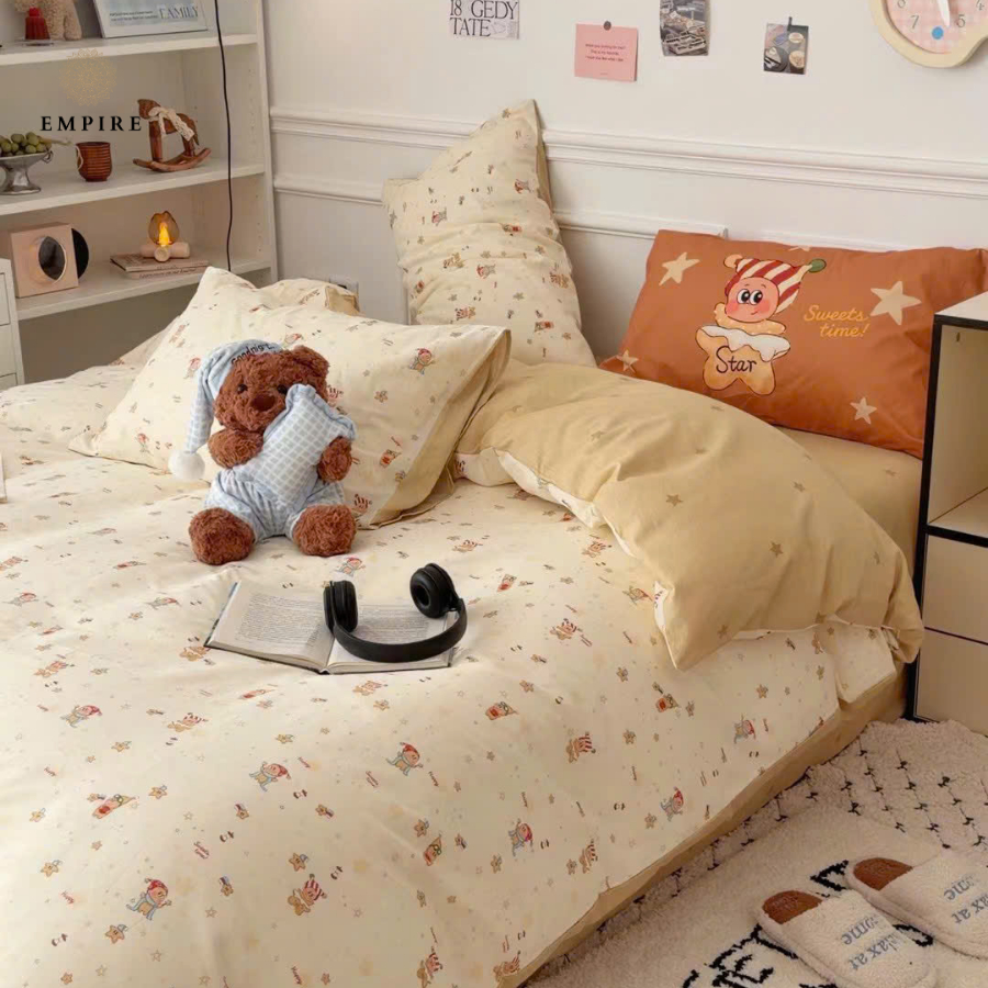 bộ chăn ga gối 4 món cotton 100% Empire set chăn chần mát mịn bền mùa hè - Bedding & Decor