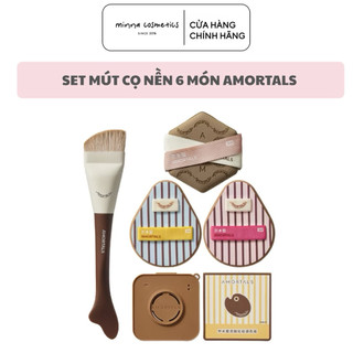 [Amortals] Bộ Bông Mút & Cọ Tán Nền Amortals OK 6 Món – Trọn Bộ Trang Điểm Dễ Dùng Cho Người Mới, Nền Mịn Lì & Căng Bóng