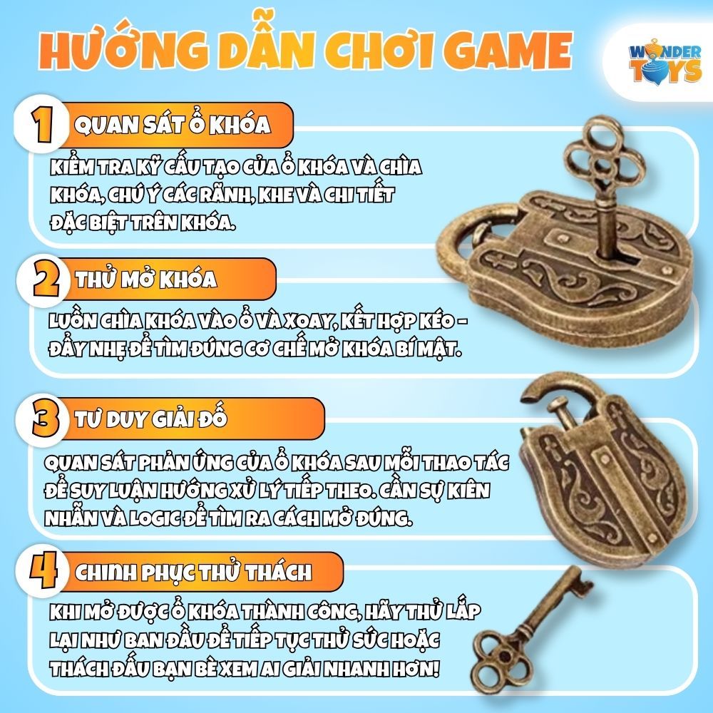 Đồ Chơi Trí Tuệ Mở Khóa Thông Minh - Đồ chơi giải đố Huzzle sắt Nhật Hanayama