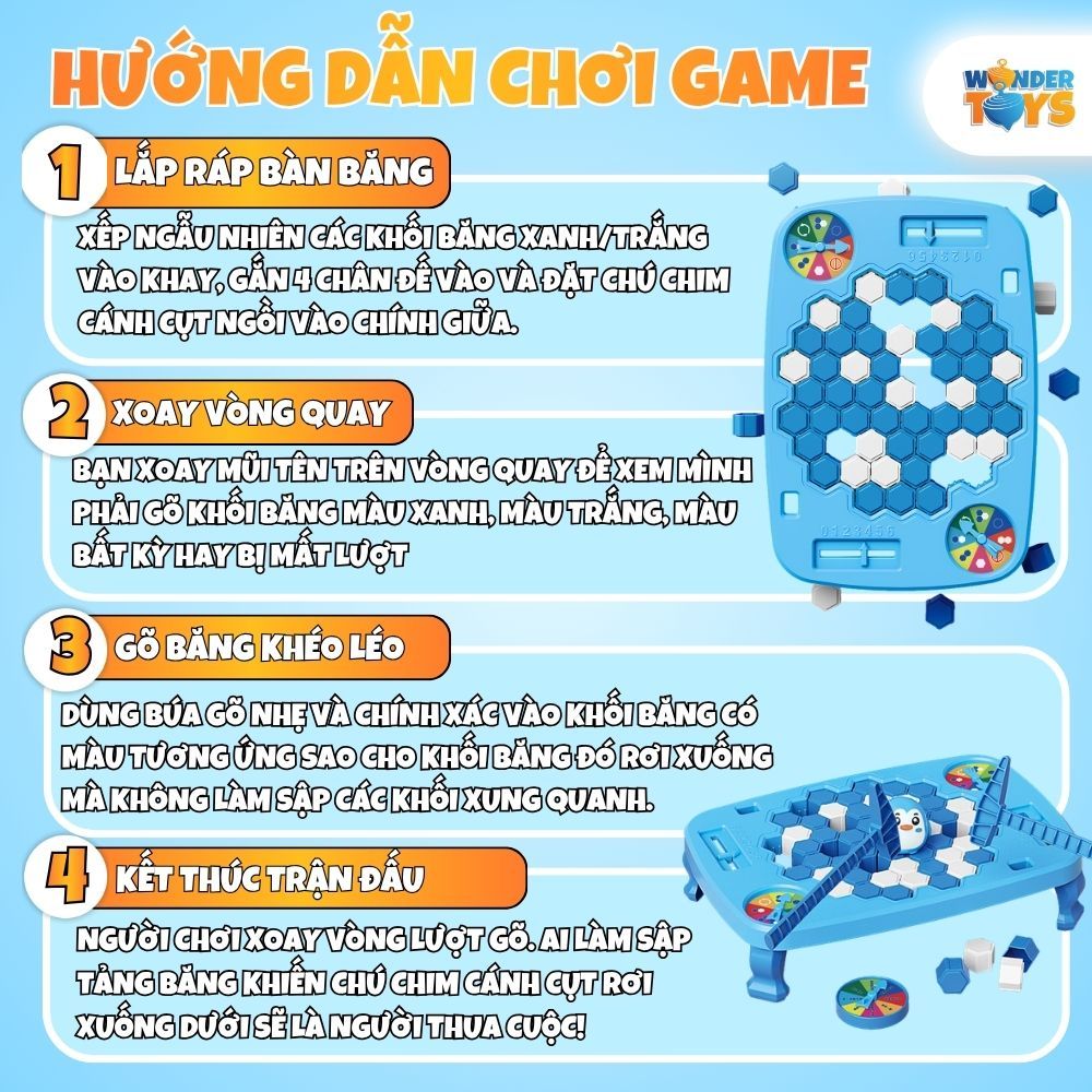 Đồ Chơi Phá Băng Chim Cánh Cụt Knock On The Ice Cho Bé, Trò Chơi Rèn Luyện Khéo Léo & Tư Duy Phản Xạ