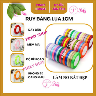 Ruy Băng Lụa 1cm 22 Mét 1 Cuộn 2 Cuộn Satin Vải Nhiều Màu Sắc Làm Phụ Kiện Handmade, Kẹp Tóc, Làm Nơ, Gói Hoa, Gói Quà
