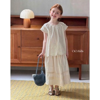 [B&G] Sét váy thêu hoa trắng kem dài dễ thương cho bé gái đi chơi đi biển mùa hè 10-45kg