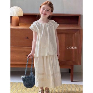 [B&G] Sét váy thêu hoa trắng kem dài dễ thương cho bé gái đi chơi đi biển mùa hè 10-45kg