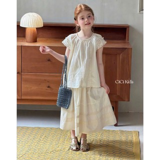 [B&G] Sét váy thêu hoa trắng kem dài dễ thương cho bé gái đi chơi đi biển mùa hè 10-45kg
