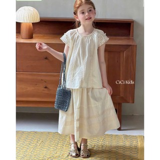 [B&G] Sét váy thêu hoa trắng kem dài dễ thương cho bé gái đi chơi đi biển mùa hè 10-45kg