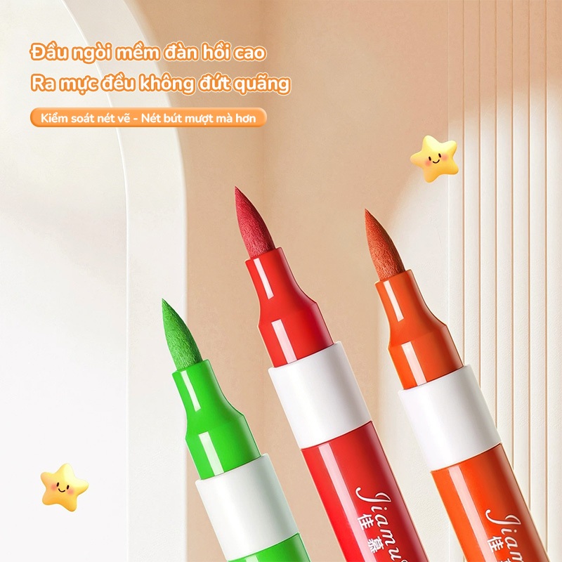Bút Màu Acrylic Marker Vẽ Tranh Cho Bé Nhiều Màu Hộp 12/24/36/60 Màu Ngòi Đầu Tròn Sắc Nét Dụng Cụ Mỹ Thuật Học Sinh