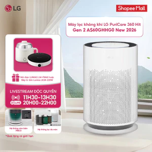 Máy lọc không khí LG PuriCare 360 Hit Gen 2 AS60GHHG0 New 2026, lọc sạch bụi mịn, khử mùi hôi, màng lọc Hepa chính hãng