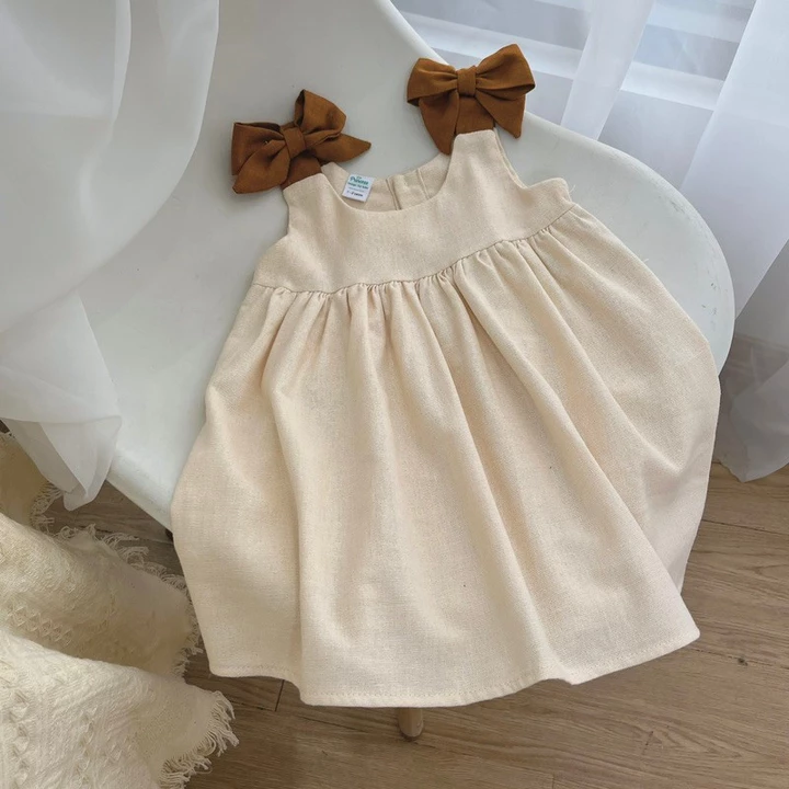 Tom&Chelsea Váy Bé Gái 8-33kg, babydoll nơ vai xinh, váy linen mát mùa hè cho bé – 2