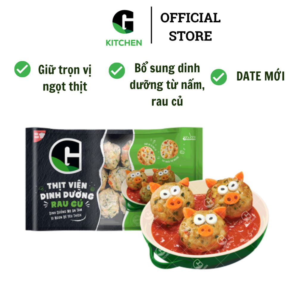 Thịt viên dinh dưỡng từ thịt sạch G Kitchen vị nấm, rau củ 300g