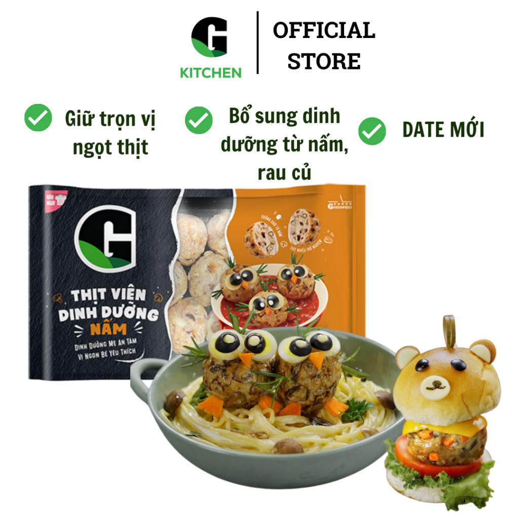 Thịt viên dinh dưỡng từ thịt sạch G Kitchen vị nấm, rau củ 300g