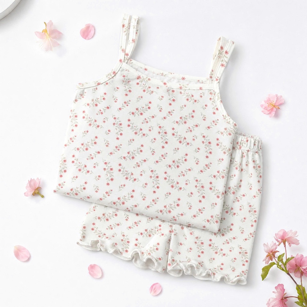Bộ 2 Dây Bé Gái Tệu Kids - Bộ Đồ Cho Bé Mặc Nhà Chất Thun Lạnh Mềm Mát Cao Cấp Mùa Hè Cho Bé