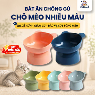 [COMBO] Bát ăn chống gù cho chó mèo hình mèo nhiều màu sắc, bảo vệ cổ chó mèo khi cho ăn và uống nước Pet Kool