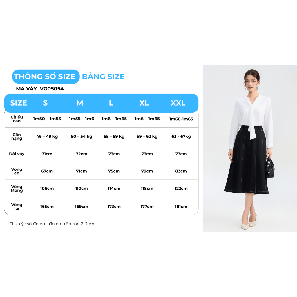 Chân Váy Nữ GUMAC Phom A Xòe Nhẹ Túi Xéo Thanh Lịch VG05054