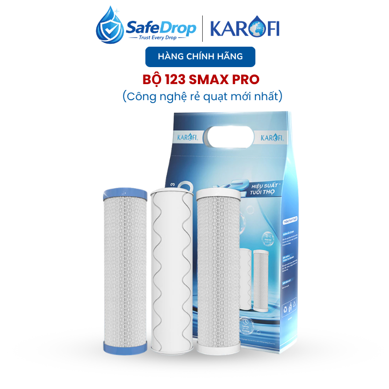 Bộ 3 Lõi Lọc Thô 123 Karofi Smax Pro Thế Hệ Mới (Xem kỹ video và mô tả)