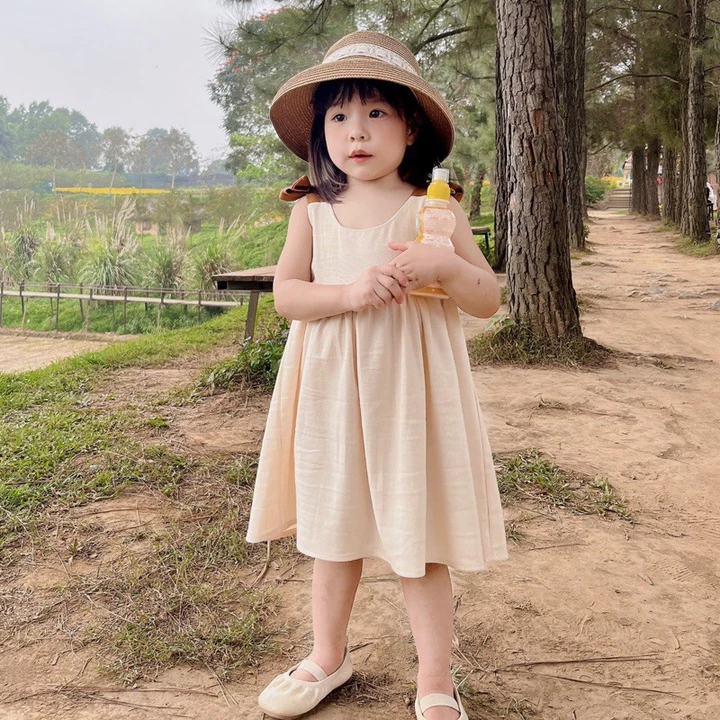 Tom&Chelsea Váy Bé Gái 8-33kg, babydoll nơ vai xinh, váy linen mát mùa hè cho bé – 5
