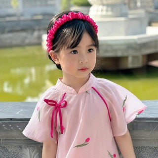Bờm tóc cho bé mặc áo dài, băng đô cài tóc nhún, mẫn cho bé gái. Turban nhún xinh chất lụa bóng BOM01 - BIATONKIDS