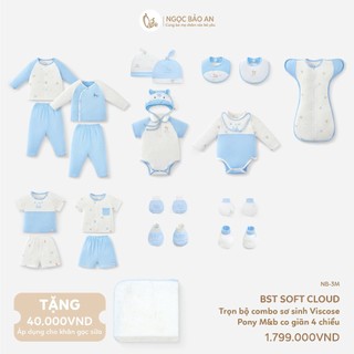 [M&B] Trọn bộ Combo sơ sinh (0-3M) Viscose Sky Pony co giản 4 chiều thoáng mát, an toàn cho da bé.
